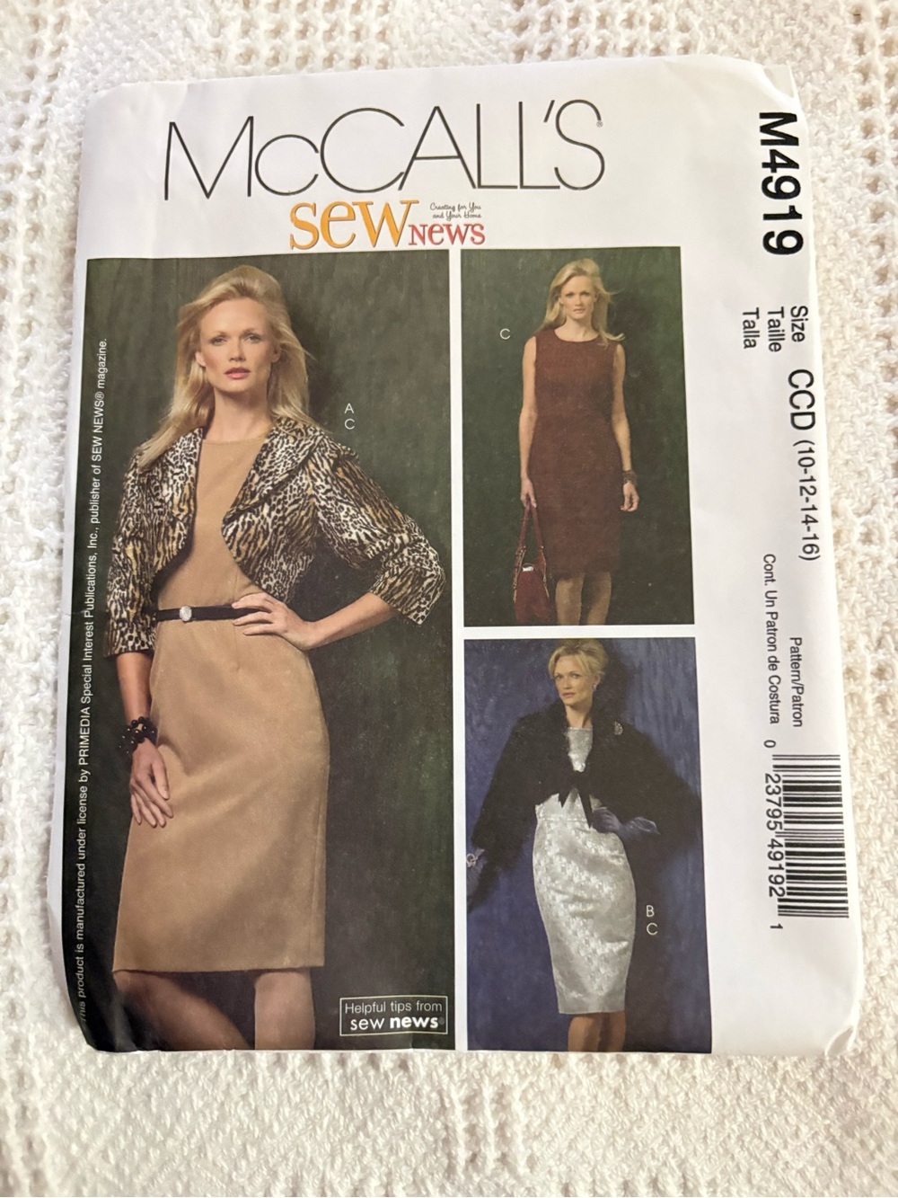 McCall’s Pattern M4919 for Misses’ Jackets and Dress